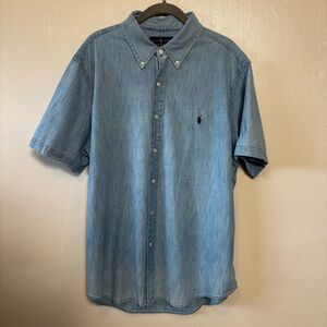 Ralph Lauren Men’s Shirt Chambray Short Sleeve Button Down Classic Fit Size XL